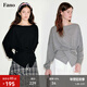 fano studios范洛Fano 慵懶高級感解構交叉門(mén)襟蝙蝠袖圓領(lǐng)寬松廓形針織衫上衣 黑色第二批 L