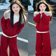 女孩紅色本命年衣服女童過(guò)年服2026新款套裝時(shí)尚洋氣時(shí)髦加絨加厚 紅色兩件套【加絨加厚】秋冬 130 （身高建議120cm左右）