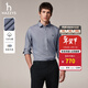 哈吉斯（HAZZYS）男裝 秋款商務(wù)通勤襯衣小千鳥(niǎo)格長(cháng)袖襯衫男ASCZK1BCK03 藏青色NV L （175/96A 48）