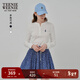 Teenie Weenie小熊女裝長(cháng)袖T恤2025秋季半開(kāi)襟溫柔時(shí)尚打底衫 象牙白 M