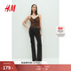 H&M女裝牛仔褲2025年新款微緊身牛仔褲軟牛仔低腰喇叭長(cháng)褲1239854 黑色 38 160/72