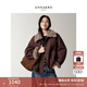 玖姿·安娜蔻美式工裝風(fēng)拼毛翻領(lǐng)谷倉夾克外套女2025冬季新款 紅咖 L