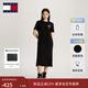 TOMMY JEANS【休閑舒適】春夏女裝純棉簽字印花寬松圓領(lǐng)T恤長(cháng)裙連衣裙 黑色BDS S （推薦：95-110斤）