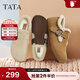 他她（TATA）女鞋2025冬季新款加絨勃肯鞋保暖鞋子棉鞋休閑鞋CF702DM5 棕黃（絨里） 38