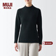 MUJI女式 柔軟棉 高領(lǐng)長(cháng)袖T恤 打底衫 女裝 上衣 FCD85C3A 黑色 XL(165/92A)