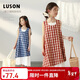 LUSON陳大豬童裝女童連衣裙2025新款洋氣法式格子裙兒童夏季裙子