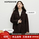 紅袖（hopeshow）高級感毛呢外套2025冬季新款女裝100%綿羊毛老錢(qián)風(fēng)通勤雙面呢大衣 黑巧克力0B7 S