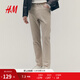 H&M男裝休閑褲秋季斜紋棉布簡(jiǎn)約英倫修身長(cháng)褲1074402 淺米色 32 170/82