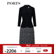 PORTS寶姿秋冬新品女裝中袖中長(cháng)連衣裙YLL8D186KFP035 黑色印花 S (4)