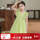 圖圖小象女童連衣裙兒童童裝裙子小飛袖公主裙 芥末黃  130 身高約130cm