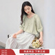 香影中袖襯衫女圓領(lǐng)2025夏裝新款慵懶泡泡袖氣質(zhì)淑女寬松藍色上衣 淺綠 S 155/80A/85-95斤