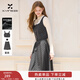 香影法式灰色波點(diǎn)套裝女2025冬裝新款含羊毛吊帶半身裙毛呢兩件套 中灰 S