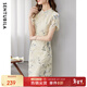 尚都比拉新中式中國風(fēng)改良版旗袍夏季新款小個(gè)子氣質(zhì)花瓣袖連衣裙 杏底花色 L