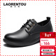 老人頭（LAORENTOU）女單鞋坡跟小皮鞋女鞋通勤休閑鞋透氣工作媽媽鞋 LB12266 黑 38 