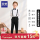 羅蒙兒童禮服六一演出服男童畢業(yè)主持長(cháng)袖長(cháng)褲背帶套裝 黑色170