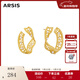 Arsis純真年代復古飄帶耳釘女耳飾法式輕奢高級飾品送女友生日禮物 復古飄帶耳釘（金色）