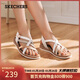 斯凱奇（Skechers）涼鞋女士秋季平底休閑女鞋百搭通勤涼拖鞋外穿沙灘鞋114709