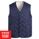 中老年加絨加厚馬甲加厚中老年棉背心加絨坎肩短款爸爸裝大碼馬夾 藏藍色大格馬甲 3XL