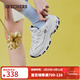 斯凱奇（Skechers）女鞋秋冬小白熊休閑鞋子厚底增高百搭運動(dòng)軟底老爹鞋99999863 白色/海軍藍色/WNV 37