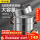 炊大皇 三層蒸鍋304不銹鋼復底26cm 大容量蒸魚(yú)鍋湯鍋蒸籠 電磁爐通用