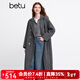 百圖betu女裝冬季新款毛呢外套西裝領(lǐng)綿羊毛氣質(zhì)大衣外套2412X01 深灰 M
