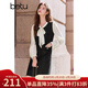 百圖betu女裝2025春季新款連衣裙小香風(fēng)蝴蝶結系帶假兩件裙子2501T71 黑色 M