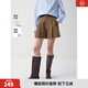 ELLE綿羊毛高級感毛呢休閑短褲女2025秋季新款拼接小個(gè)子闊腿褲子 深棕 XL