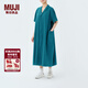 MUJI IDEE 女式 泡泡紗 短袖連衣裙 女裝裙子夏季 GAD53C4S 深藍色 均碼 165/88A