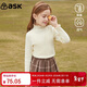 ASK JUNIOR童裝兒童毛衣秋冬裝女童中大童半高領(lǐng)針織打底衫線(xiàn)衫 米白色 130