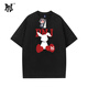 PNJ夏季新款潮牌休閑短袖T恤男女款個(gè)性卡通動(dòng)漫印花時(shí)尚百搭T恤 黑色 L
