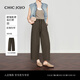 CHIC JOJO【假日機師】休閑褲女26春新款綠色直筒抽繩工裝九分褲 星苔綠 L (28)