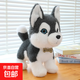 哈士奇公仔毛絨玩具小狗可愛(ài)抱枕布娃娃二哈玩偶兒童生日禮物男女 灰黑色 30cm