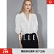 ELLE白色設計感V領(lǐng)襯衫女2025秋裝新款寬松通勤職業(yè)裝輕奢氣質(zhì)上衣 白色 M