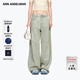 ANN ANDELMAN【于文文同款】闊腿彎刀褲休閑褲閃鉆珍珠做舊牛仔褲 淺黃色 24