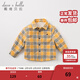 戴維貝拉（DAVE＆BELLA）加絨格子女童襯衣兒童襯衫男童長(cháng)袖上衣秋冬打底衫寶寶冬季中大童 灰黃格子 90 cm(3Y(建議身高80-90cm))
