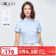 G2000女裝季新款休閑短袖上衣 通勤職業(yè)OL襯衫女 藍色/72 XS /32