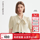 朗姿法式氣質(zhì)泡泡袖短袖襯衫內搭夏季高級感襯衣女新款上衣 淺米色 XL