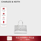 CHARLES&KEITH26春新品情人節系列蕾絲包掛托特包CK2-30782880-A Silver銀色 S