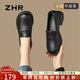 ZHR頭層牛皮樂(lè )福鞋女學(xué)院風(fēng)粗跟單鞋女舒適百搭厚底皮鞋女KL01黑色38