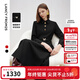 朗姿騏驥紅復古赫本風(fēng)高智長(cháng)袖a字裙25春季新款收腰修身連衣裙 黑色 M