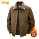 JEEP美國正品高端純棉夾克外套秋冬寬松休閑翻領(lǐng)上衣服羊羔絨棉衣春秋 駝色-100%純棉 加絨 【官方正品】 XL