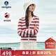Navigare意大利小帆船條紋針織衫女款2026春秋季新款V領(lǐng)開(kāi)衫休閑百搭毛衣 布萊肯紅白 XL