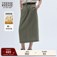 Teenie Weenie【亞麻】小熊女裝2025秋季新款中長(cháng)款薄款開(kāi)叉半身裙 淺軍綠色 M