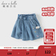 戴維貝拉（DAVE＆BELLA）兒童褲子夏季新款甜美萊賽爾女童短褲女寶寶牛仔褲小童休閑褲 牛仔藍【現貨】 100 cm（建議身高90-100cm）