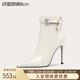 Lily Wei女靴子秋冬2025新款配大衣尖頭高跟鞋時(shí)裝短靴小碼情人節禮物 米白色絨里【跟高8cm】 38