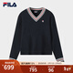 FILA 斐樂(lè )官方女子編織衫2025冬新款時(shí)尚休閑復古寬松V領(lǐng)麻花毛衣 傳奇藍-NV L 170/88A/L
