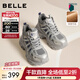百麗（Belle）潮酷高幫老爹鞋女2025冬新商場(chǎng)同款厚底加絨休閑鞋E6N1DDD5 灰色-薄絨 37