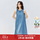 茵曼（INMAN）純棉松弛感背心連衣裙2025夏季高級感蕾絲木耳邊A字牛仔裙子 牛仔藍 L