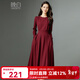 晚白【新品】2026春款騏驥紅氣質(zhì)時(shí)尚新年穿搭長(cháng)袖連衣裙 酒紅色 M （108斤-110斤）