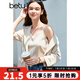 百圖betu女裝夏季新款吊帶衫絲質(zhì)緞面美背交叉帶V領(lǐng)背心女2304T58 杏色 L